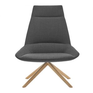 Inclass Dunas XL Wood High Back Lounge Chair, Swivel Base
