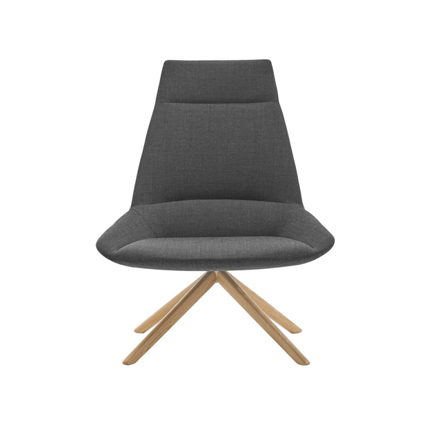Dunas XL Wood High Back Lounge Chair - Swivel Base
