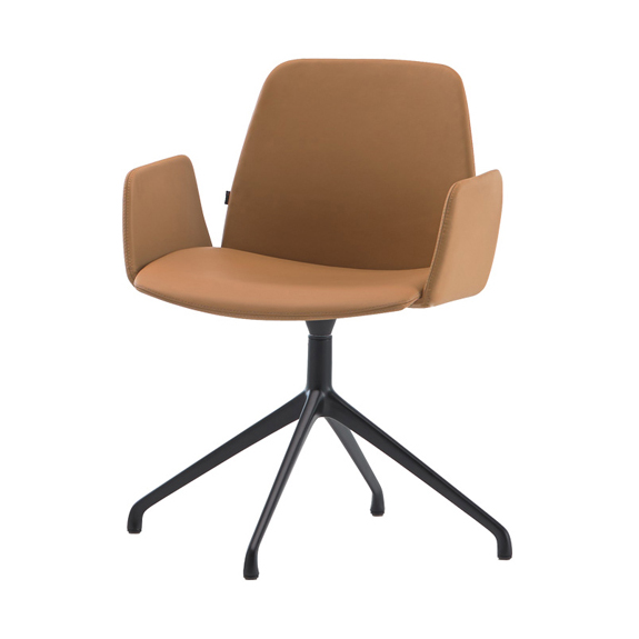 Unnia Tapiz Chair with Upholstered Arms - Swivel Aluminium Base